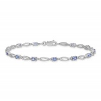 Sterling Silver Rhodium Plated Diamond and Tanzanite Bracelet view 3