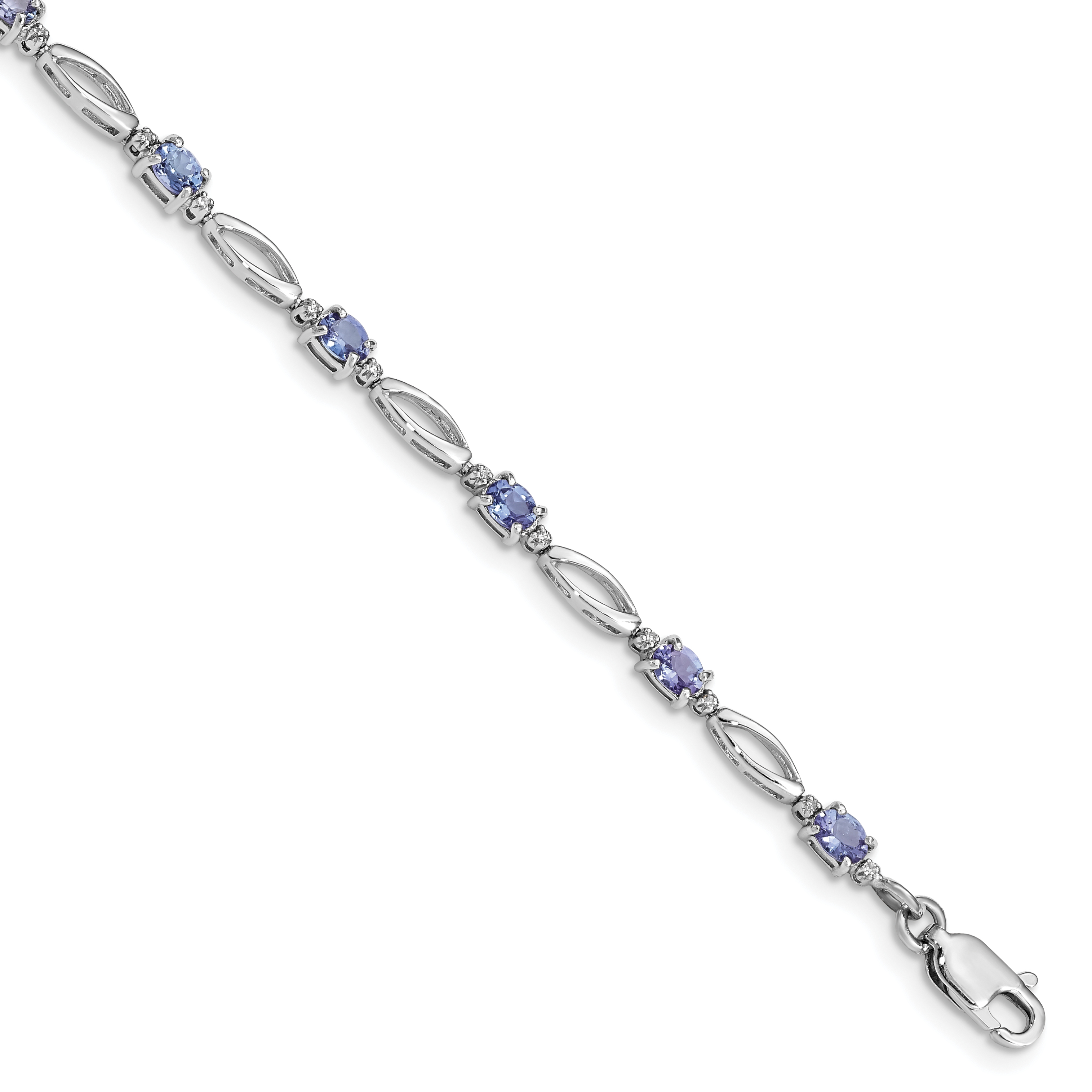Sterling Silver Rhodium Plated Diamond and Tanzanite Bracelet (QX871TZ)