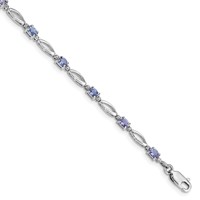 Sterling Silver Rhodium Plated Diamond and Tanzanite Bracelet view 1