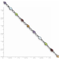 Sterling Silver Rhodium Plated Rainbow Gemstone Bracelet view 3