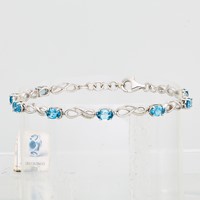 SSilver RH-plated Swiss Blue Topaz Infinity Link with.5in Ext. Bracel, 7.25" view 2