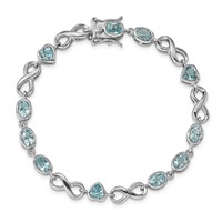 Sterling Silver Rhodium-plated Oval Heart Blue Topaz Bracelet view 4