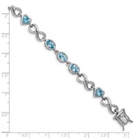 Sterling Silver Rhodium-plated Oval Heart Blue Topaz Bracelet view 3