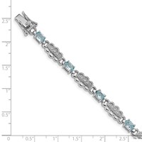 Sterling Silver Rhodium-plated Aquamarine & Diamond Bracelet view 4