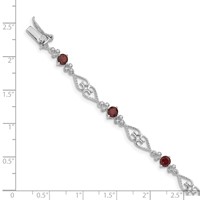 Sterling Silver Rhodium-plated Diamond Garnet Bracelet view 4
