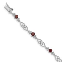 Sterling Silver Rhodium-plated Diamond Garnet Bracelet view 1