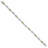Sterling Silver Rhodium-plated Diamond Peridot Bracelet view 2