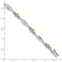 Sterling Silver Rhodium-plated Diamond Peridot Bracelet view 3