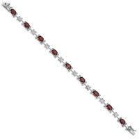 Sterling Silver Rhodium-plated Garnet Oval Bracelet view 2