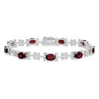 Sterling Silver Rhodium-plated Garnet Oval Bracelet view 3