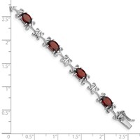 Sterling Silver Rhodium-plated Garnet Oval Bracelet view 4
