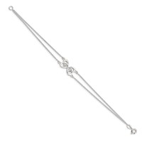 Sterling Silver Polished CZ Heart Infinity Two-strand Bracelet - 7.5in view 2
