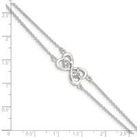 Sterling Silver Polished CZ Heart Infinity Two-strand Bracelet - 7.5in view 4