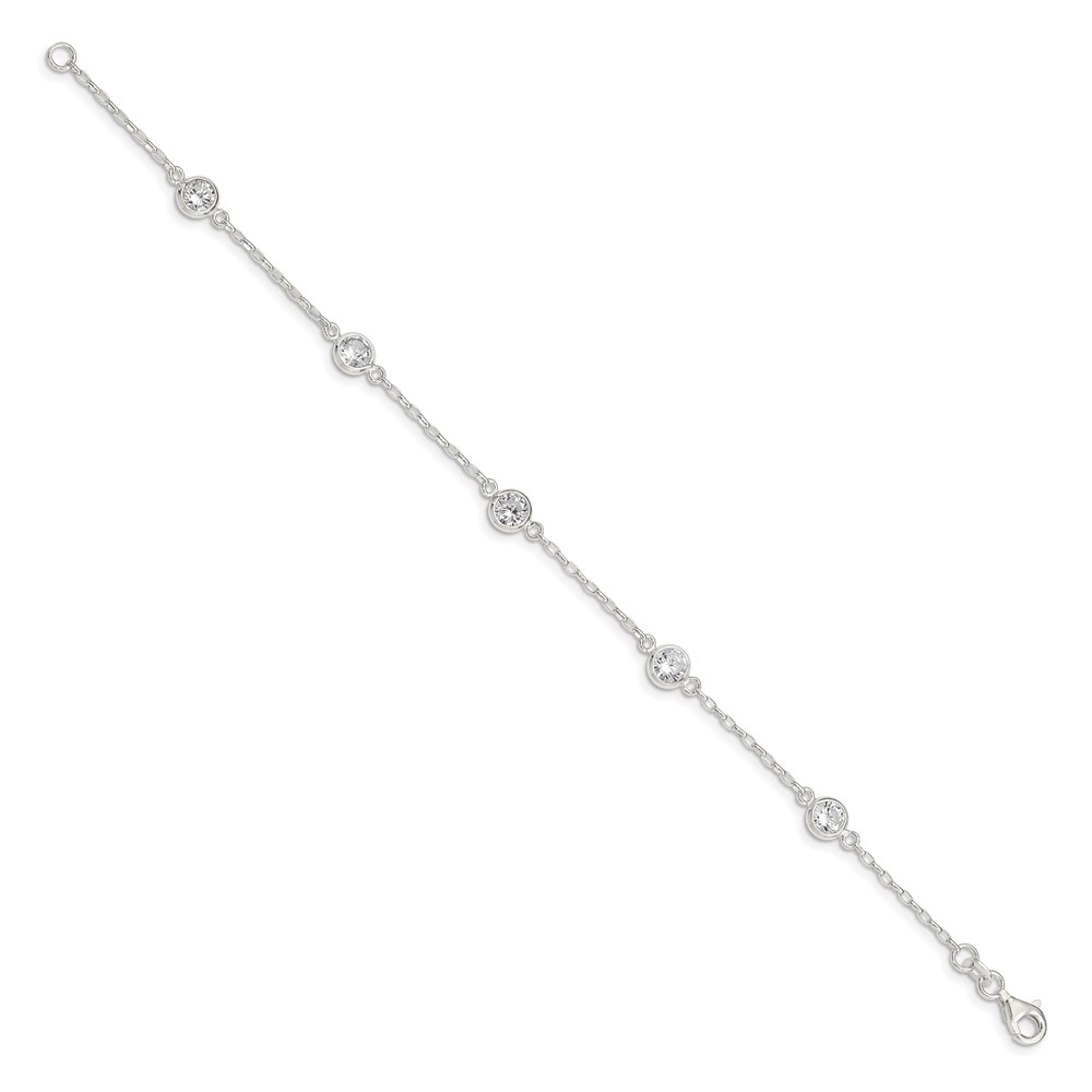 Sterling Silver Polished CZ Bracelet (QX936CZ)