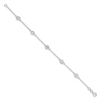 Sterling Silver Polished Bezel CZ 5-Station Bracelet, 7.75" view 2