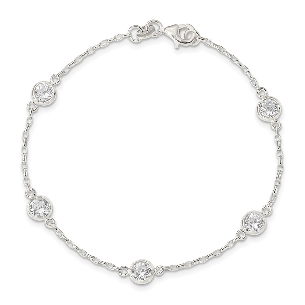 Sterling Silver Polished CZ Bracelet (QX936CZ)