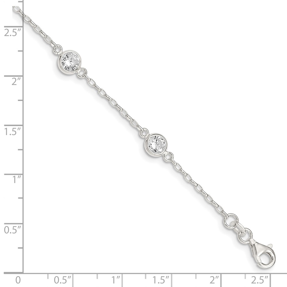 Sterling Silver Polished CZ Bracelet (QX936CZ)