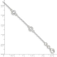 Sterling Silver Polished Bezel CZ 5-Station Bracelet, 7.75" view 4