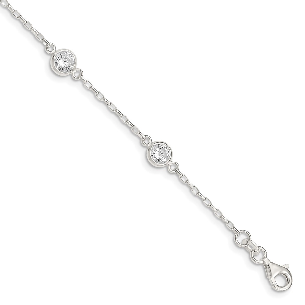 Sterling Silver Polished CZ Bracelet (QX936CZ)