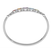 Sterling Silver Rhodium-plated Multi Gemstone Bangle Bracelet view 2