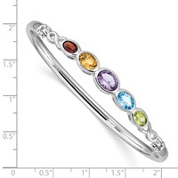 Sterling Silver Rhodium-plated Multi Gemstone Bangle Bracelet view 3