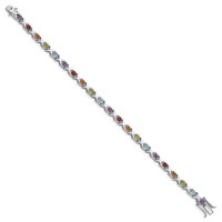Sterling Silver Rhodium-plated & Multi Gemstone Bracelet view 2