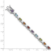 Sterling Silver Rhodium-plated & Multi Gemstone Bracelet view 4
