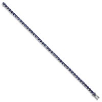 Sterling Silver Rhodium-plated Oval Blue Sapphire 7.5in Bracelet view 2