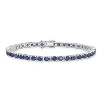 Sterling Silver Rhodium-plated Oval Blue Sapphire 7.5in Bracelet view 3