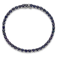 Sterling Silver Rhodium-plated Oval Blue Sapphire 7.5in Bracelet view 5
