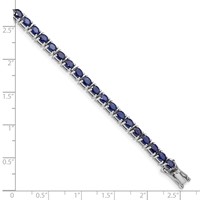Sterling Silver Rhodium-plated Oval Blue Sapphire 7.5in Bracelet view 4