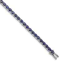 Sterling Silver Rhodium-plated Oval Blue Sapphire 7.5in Bracelet view 1