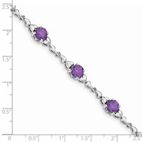 Sterling Silver Rhodium-plated Amethyst & Diamond Tennis Bracelet view 3