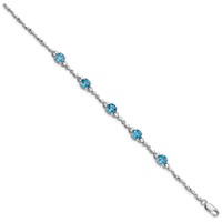 Sterling Silver Rhodium-plated Lt. Swiss Blue Topaz & Diamond Bracelet view 2