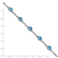 Sterling Silver Rhodium-plated Lt. Swiss Blue Topaz & Diamond Bracelet view 4
