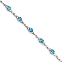 Sterling Silver Rhodium-plated Lt. Swiss Blue Topaz & Diamond Bracelet view 1
