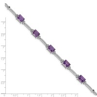 Sterling Silver Rhodium-plated Amethyst & Diamond Tennis Bracelet view 4