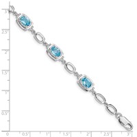 Sterling Silver Rhodium-plated Light Swiss Blue Topaz Link Bracelet view 4
