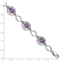 Sterling Silver Rhodium-plated Amethyst Open Link Bracelet view 4