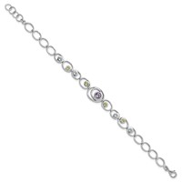 Sterling Silver Rhodium-plated Bracelet with Peridot, Blue Topaz &Amethyst view 2