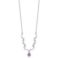 Sterling Silver Rhodium-plated with Amethyst & White Topaz with Ext. Necklac, 2" view 2