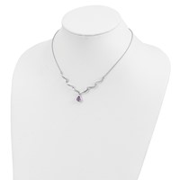 Sterling Silver Rhodium-plated with Amethyst & White Topaz with Ext. Necklac, 2" view 4