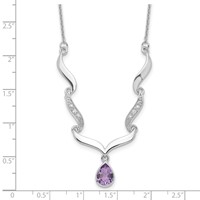Sterling Silver Rhodium-plated with Amethyst & White Topaz with Ext. Necklac, 2" view 3