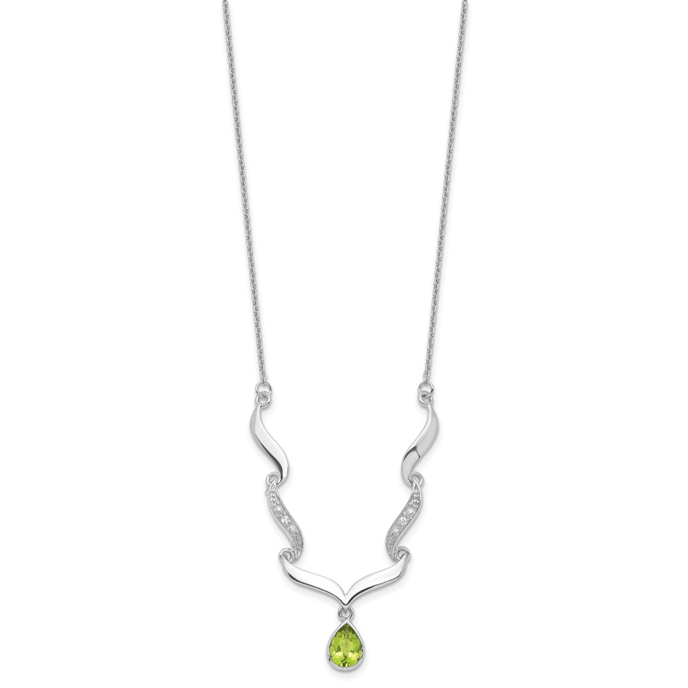 Sterling Silver RH Plated Peridot and White Topaz with 2in. Ext Necklace (QX954PE)