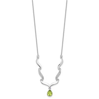 Sterling Silver RH Plated Peridot and White Topaz Necklace with Ext - 2in view 2