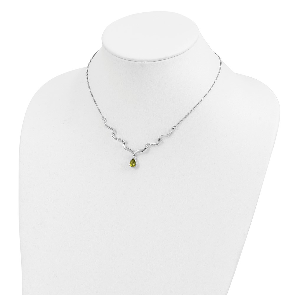 Sterling Silver RH Plated Peridot and White Topaz with 2in. Ext Necklace (QX954PE)