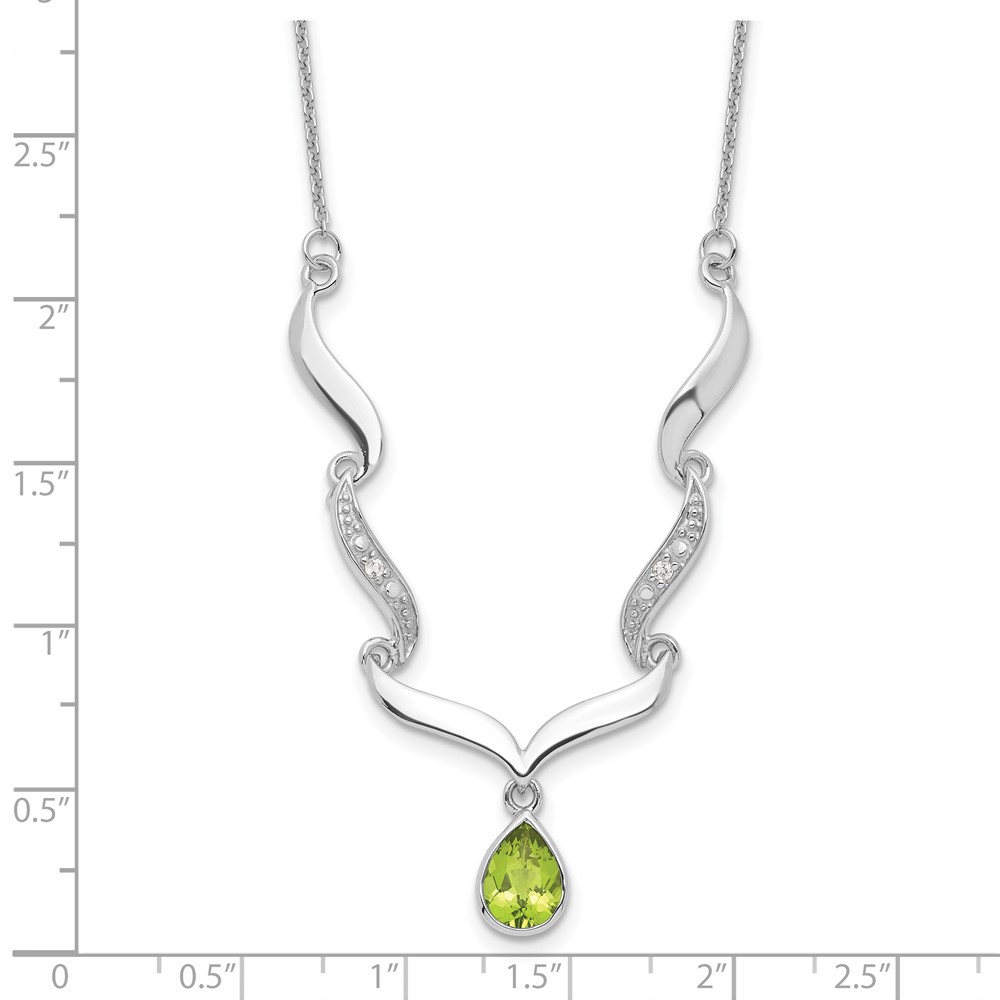 Sterling Silver RH Plated Peridot and White Topaz with 2in. Ext Necklace (QX954PE)