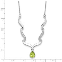 Sterling Silver RH Plated Peridot and White Topaz Necklace with Ext - 2in view 3