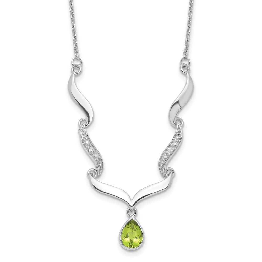 Sterling Silver RH Plated Peridot and White Topaz with 2in. Ext Necklace (QX954PE)