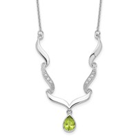 Sterling Silver RH Plated Peridot and White Topaz Necklace with Ext - 2in view 1
